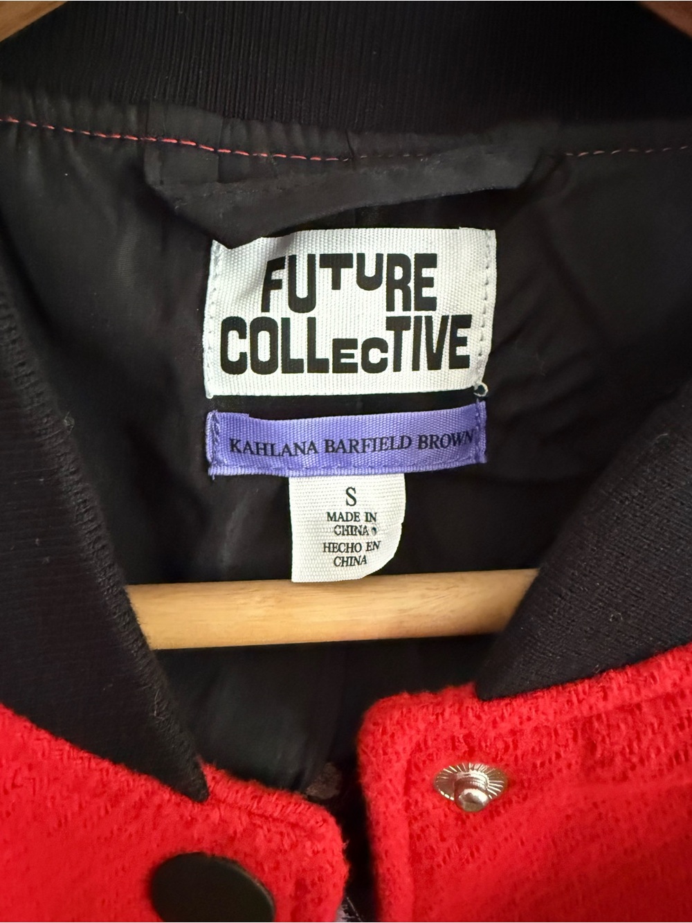 Future Collective LiveClime Red Bomber Jacket Wool Blend Small - Picture 8 of 10